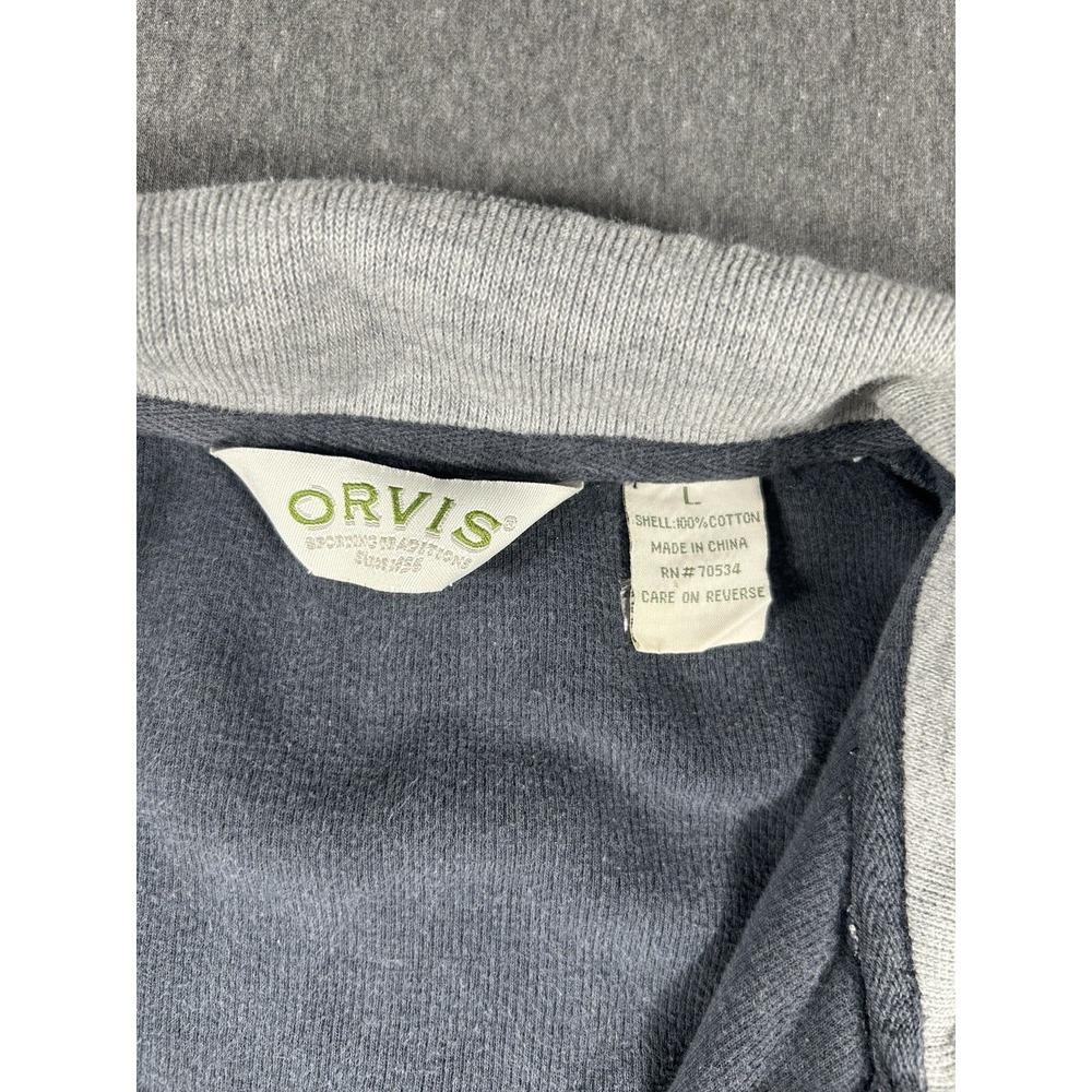 Orvis Men's Vintage 1/4 Zip Ribbed Cotton Pullover Sweater with Elbow Patch L - Picture 2 of 9